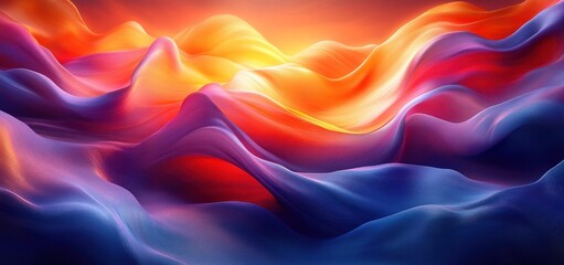 Obraz premium Abstract Colorful Landscape: Vibrant Hues of Sunset and Silk