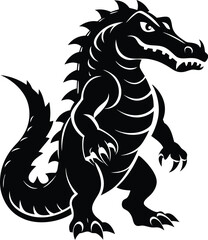 Crocodile silhouette, crocodile silhouette vector art, alligator black and white silhouette illustration, vector illustration