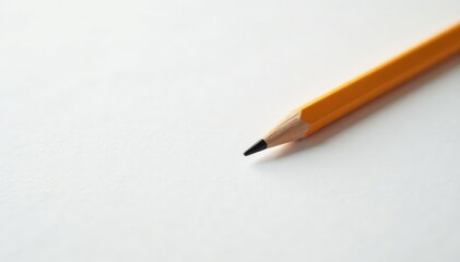 Single pencil on pure white backdrop, ready to write , tool, stationery, graphite