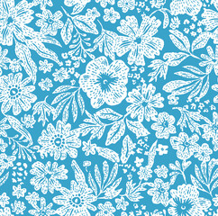 Obraz premium seamless pattern with blue flowers