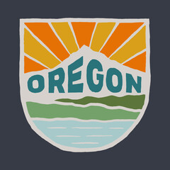 Mt Hood with Oregon letter on the middle design for t shirt print badge