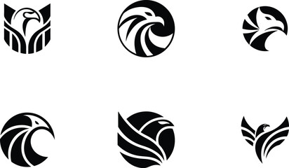 set of Eagle Head icon vector logos