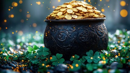 Gold coins in a cauldron