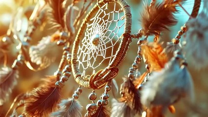 Dreamcatcher close-up in nature. Selective focus. Nature. - Powered by Adobe