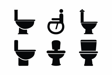 set of toilet icon vector silhouette illustration isolated on white background