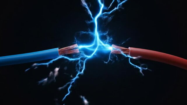 Electrical current arcing between wires.