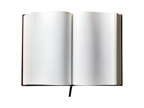Blank open book isolated on transparent background