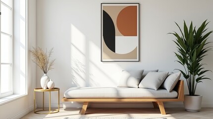 Modern Minimalist Living Room with Natural Light and Scandinavian Décor