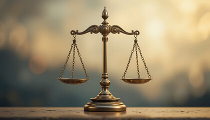 scales of justice on the table   at World Fair Trade Day