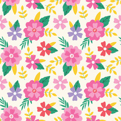 seamless pattern with pink flowers