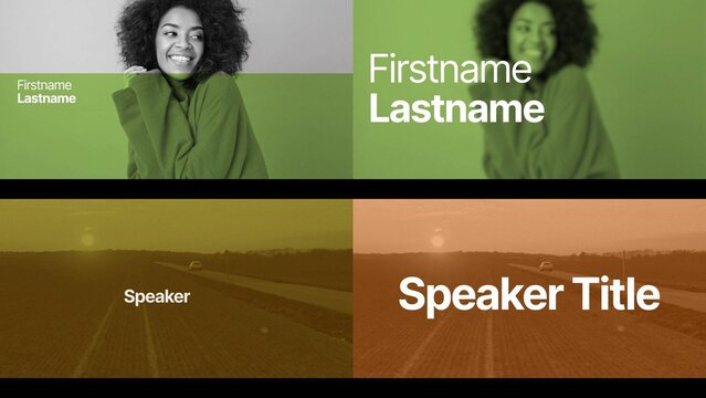 Speaker Titles with Color Overlay on Media