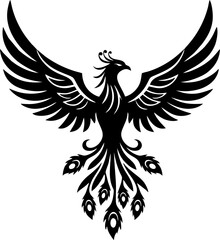 Double Wing Phoenix Tattoo with Elegant Symmetry and Line Art Style