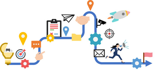 目標達成へのロードマップのイラスト