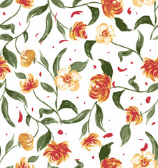 seamless pattern with red roses