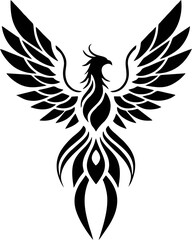 Obraz premium Standing Phoenix Tattoo with Bold Black Silhouette and Clean Shape
