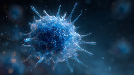 Virus cell microscopic view covid influenza aids hiv zika ebola research and medical science concept