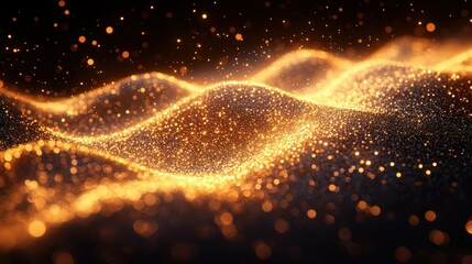 Golden Particles Wave Abstract