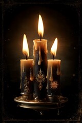 Dark candles with intricate design