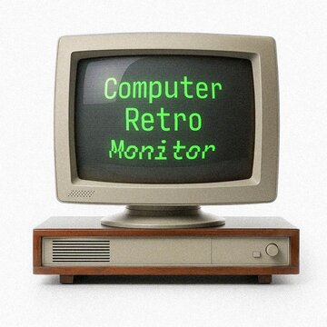 Square Retro Monitor with Text
