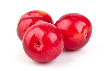 Obraz premium Fresh Red Plums, isolated on white background.