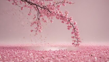Mesmerizing swirl of pink sakura petals against a hazy, pastel backdrop ,  blur,  blossom,  ethereal