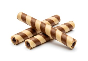 Chocolate striped wafer sticks studio shot