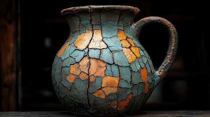 Decorative ceramic pitcher with floral pattern