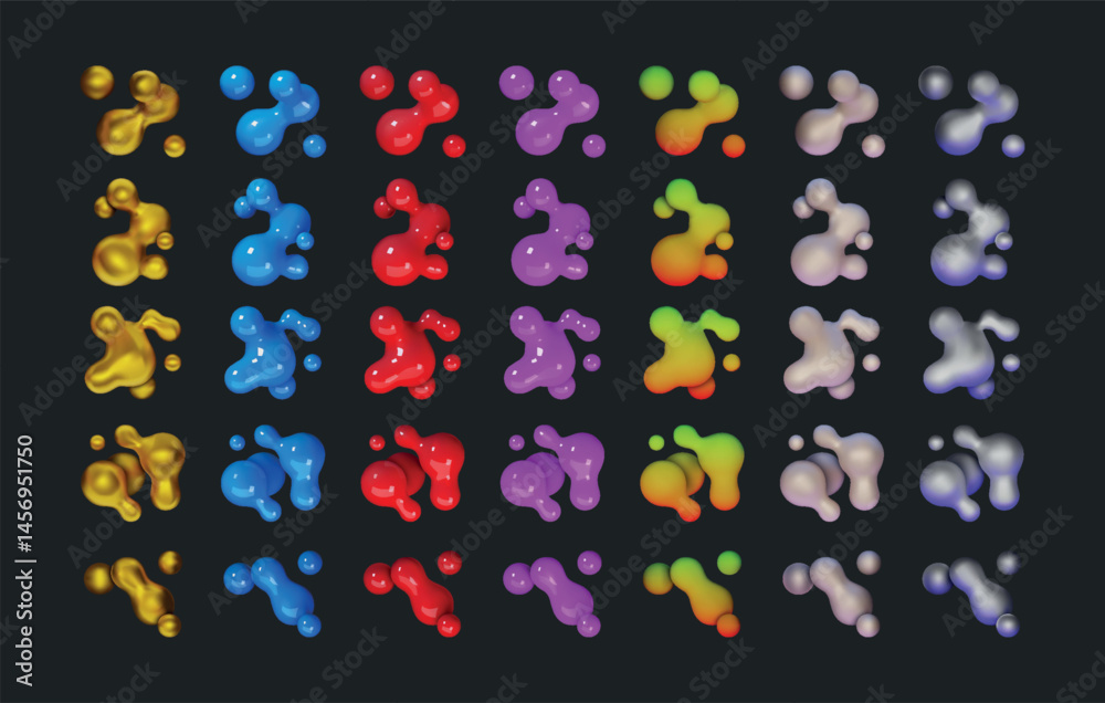 Aufkleber 3d bubble. liquid color lava blob. fluid lamp spheres or fluorescent shape. organic gradient forms. 