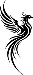 Symmetrical Phoenix Tattoo Design with Clean Emblem-Style Line Work