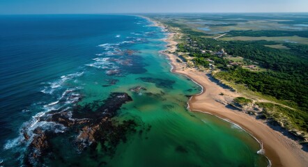 Aerial View of Scenic Beaches in Santa Teresa National Park, Uruguay - A Coastal Gem of South America