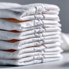 Stack of Baby Diapers Soft Absorbent and Reliable isolated on white Background