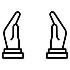 Obraz premium Open hands (outline style). Two open hands facing each other symbolize offering, receiving, protection, or support. Represents giving and taking, generosity, or a gesture of care. Illustrates openness