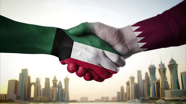 Qatar Kuwait Flags Gulf Vision Together