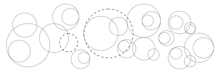 Obraz premium Abstract background with intersecting rings, circles and dots. Connection circles background. Minimal abstract background.