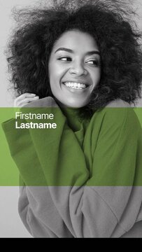 Vertical Speaker Titles with Color Overlay on Media