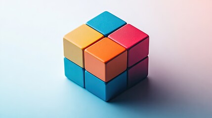 Obraz premium Colorful blocks forming a large cube, vibrant hues.