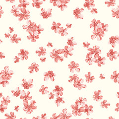 seamless pattern with red flowers