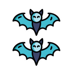 Set of funny cartoon bat