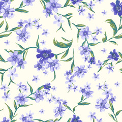 seamless pattern with purple  flowers