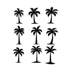 Collection of Black Palm Tree Silhouettes
