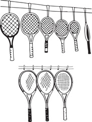 Tennis racket line art design 