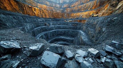 Fototapeta premium Immense Open-Pit Mine: A Gigantic Excavation Unveiled