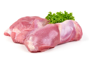 Raw Boneless turkey Meat, isolated on white background.