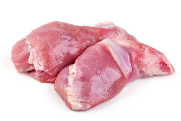 Raw Boneless turkey Meat, isolated on white background.