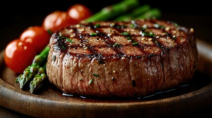 Grilled steak with asparagus and cherry tomatoes (1)