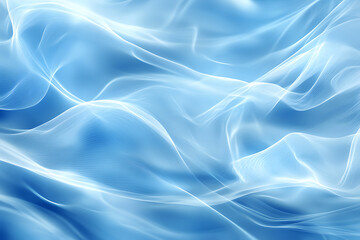 Fototapeta premium Light blue abstract background with soft, flowing wave-like shapes and translucent layers. Ideal for spa, wellness, skincare, backgrounds, or calming visual design. Smooth, airy, and high-resolution.