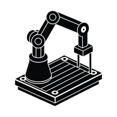Robot Arm Assembling Circuit Board Silhouette