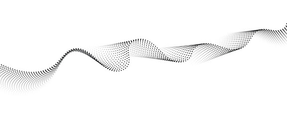 Flowing Dot Wave halftone gradient pattern on transparent background	

