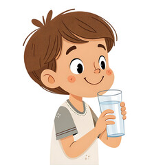 Cute Boy Drinking Water: Healthy Hydration Illustration