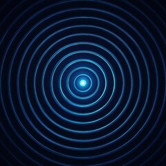 Obraz premium Radiant Sonar Waves: Blue Concentric Circles Illustrating a Signal Source in an Abstract Soundscape